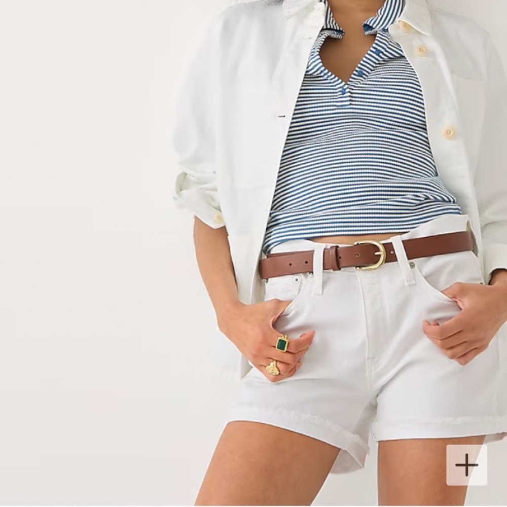 J. Crew Mid Rise White Denim Shorts SZ 32 // 14
